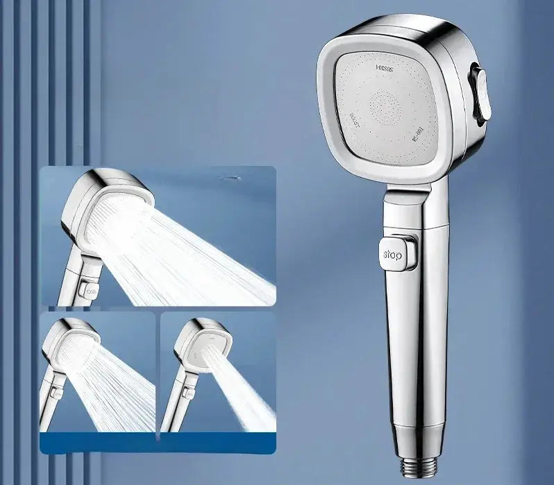 High Pressure Shower Head Water Saving 3 Modes Adjustable One Key Stop