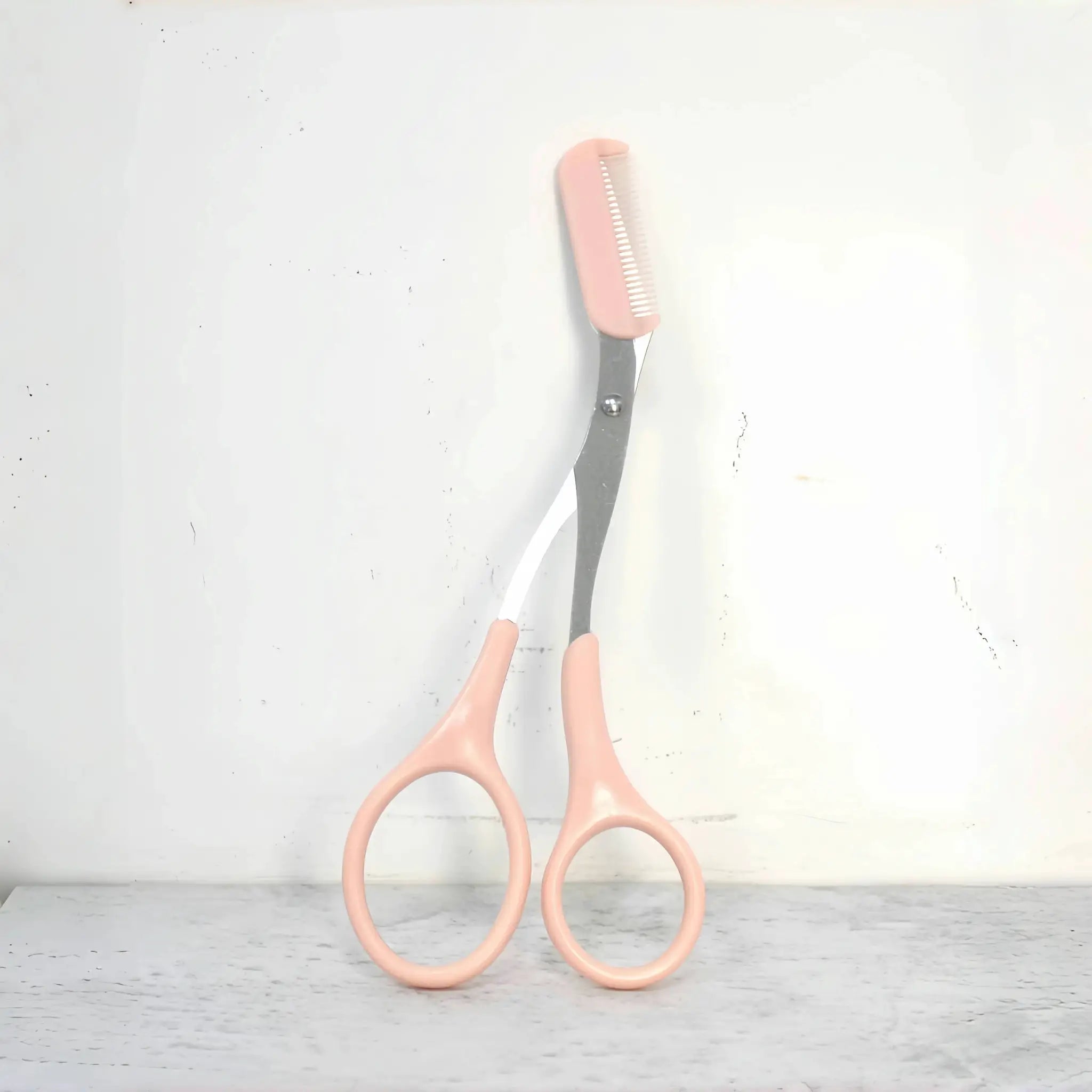 Pink Eyebrow Trimming Scissors With Built In Comb Stainless Steel Precision Grooming Tool For Perfect Eyebrows