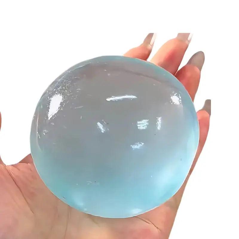 Blue Maltose Squishy Toy Mochi Ball Anti Stress Fidget Toy Soft Transparent Quick Rebound Decompression Ball