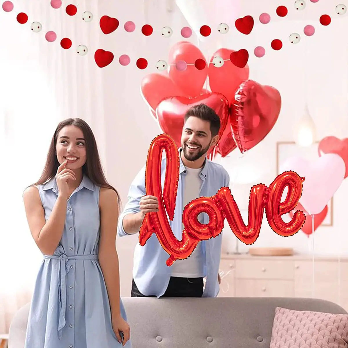 407 Piece Love Letter Balloon Set With 18 Inch Heart Shaped Balloons And Rose Petals For Valentines Day