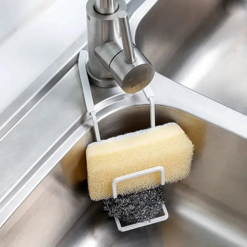 Metal Kitchen Sink Drying Holder Rack With Wall Sucker Sponge Storage Soap Stand And Dish Cloth Organizer