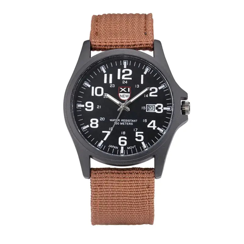 XINEW Mens Nylon Band Quartz Sports Watch With Date Display Casual Everyday Timepiece