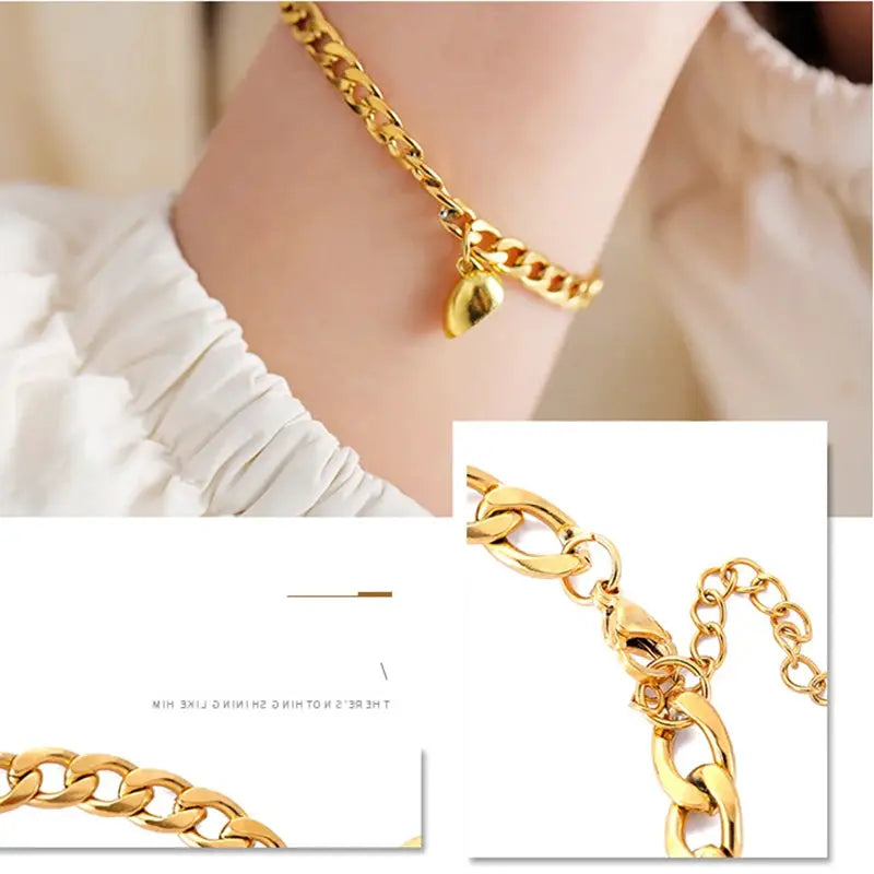 Two Piece Set Magnetic Couple Bracelets Heart Attraction Stainless Steel Cuban Chain Key Lock Jewelry Gifts