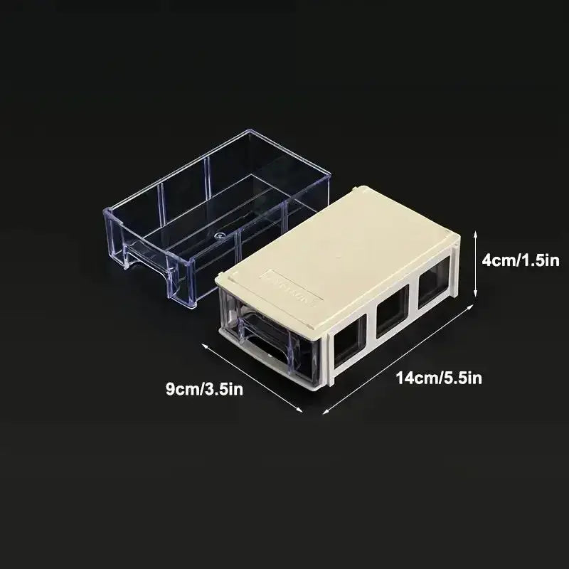 LEADLOONG screw parts organizer, 2-piece set with beige lid and clear multi-drawer tray