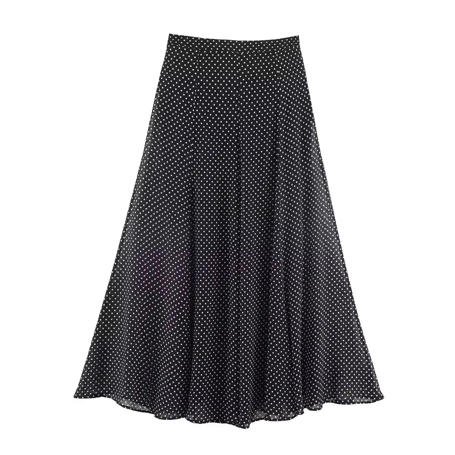 Polka Dot Two Piece Outfits For Women Bow Tie Blouse And Midi Skirt