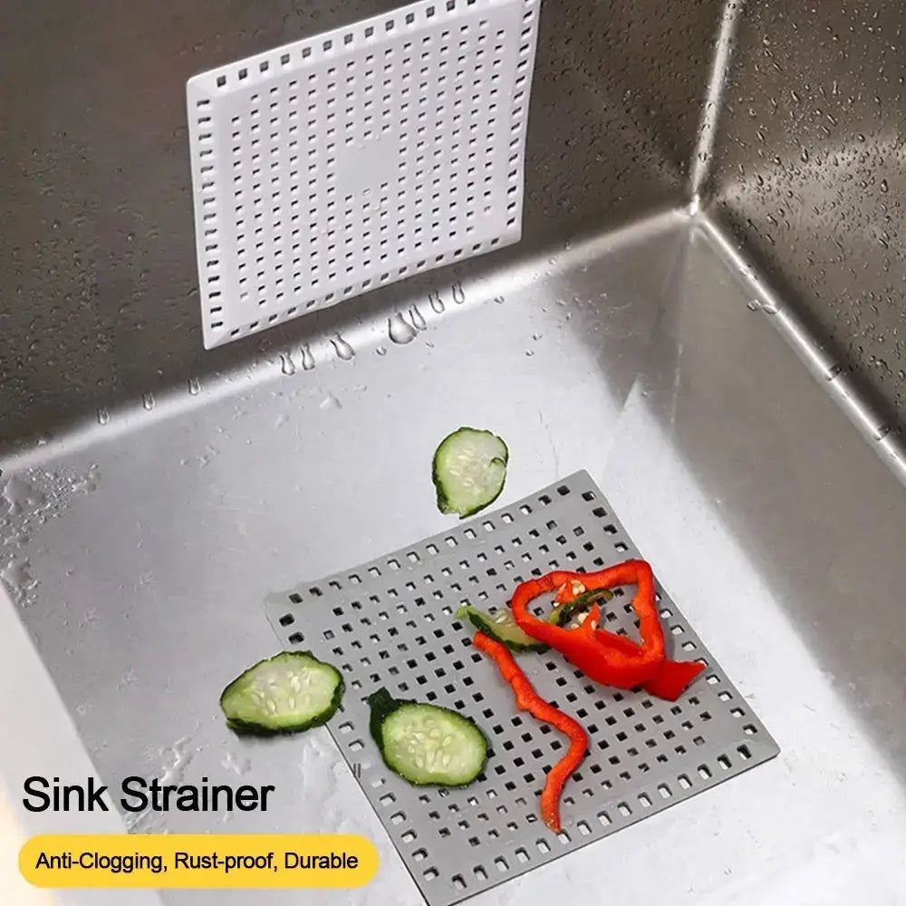 Sink Strainer filter pad for kitchen drains, square stainless steel, anti-clogging and rust-proof.