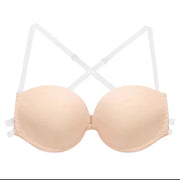 Simples Market backless nude push-up bra with front closure and transparent multiway straps
