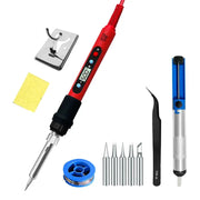 80W Soldering Iron Kit With Adjustable Temperature LCD Display Ceramic Heater Solder Tips Tweezers And Solder Wire