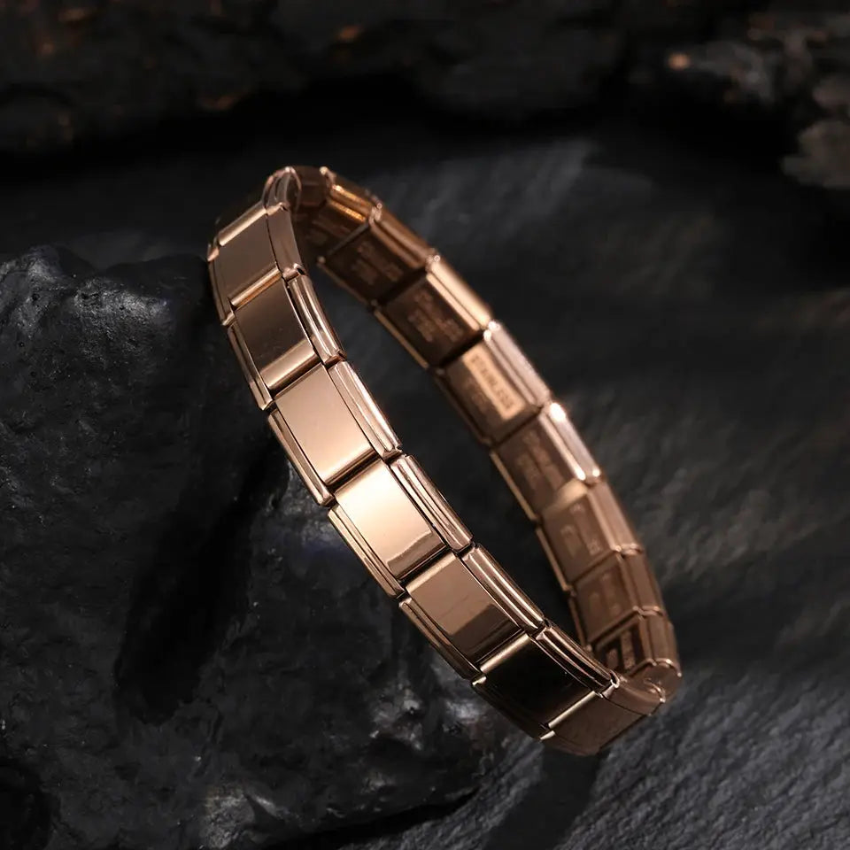 Trendy Square Italy Stainless Steel Bracelet Unisex Hip Hop Italian Modules Stretchable Gift Birthday Party Jewelry
