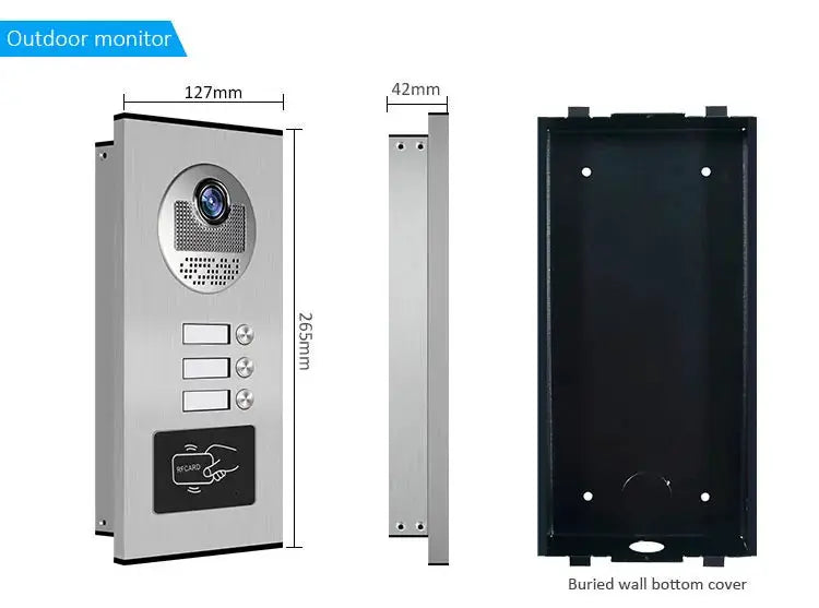 ANJIELO 3-unit outdoor video intercom panel set with stainless steel finish and RFID unlock