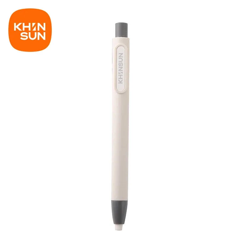 KHINSUN retractable pen-style pencil eraser, beige body with gray tip and KHINSUN logo