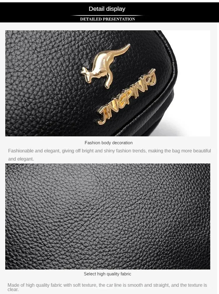 Soft black pebbled leather shoulder bag with gold-tone logo hardware