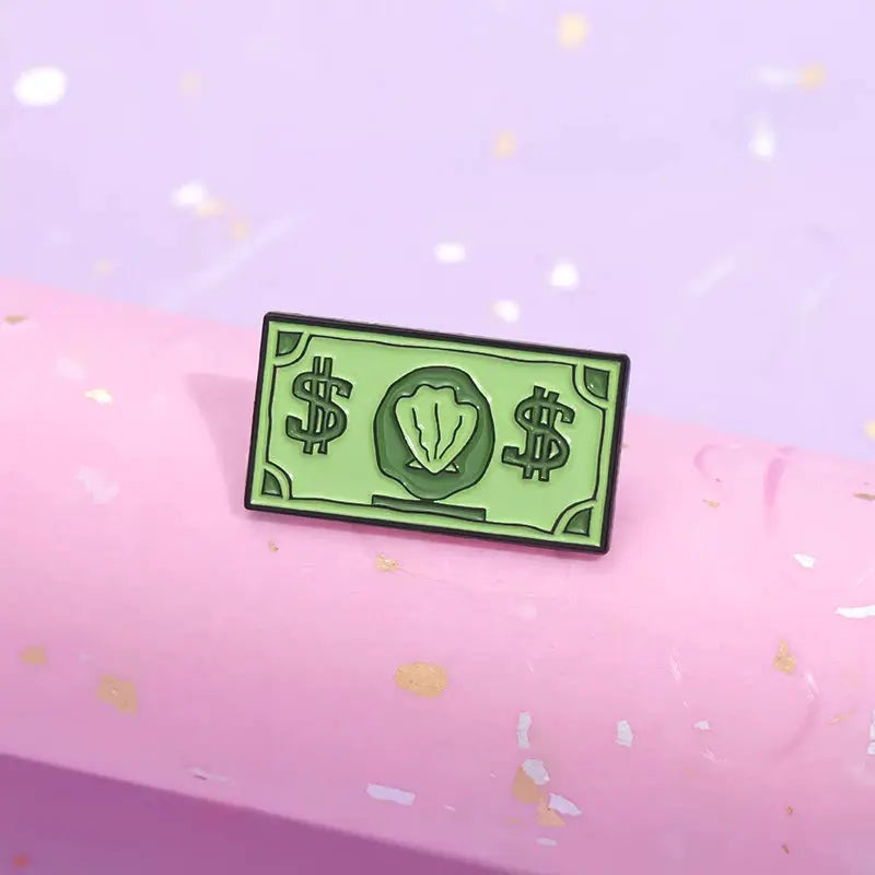 Funny Comedy Anime Dollar Money Credit Card Enamel Pins Metal Lapel Badges Decorative Jewelry