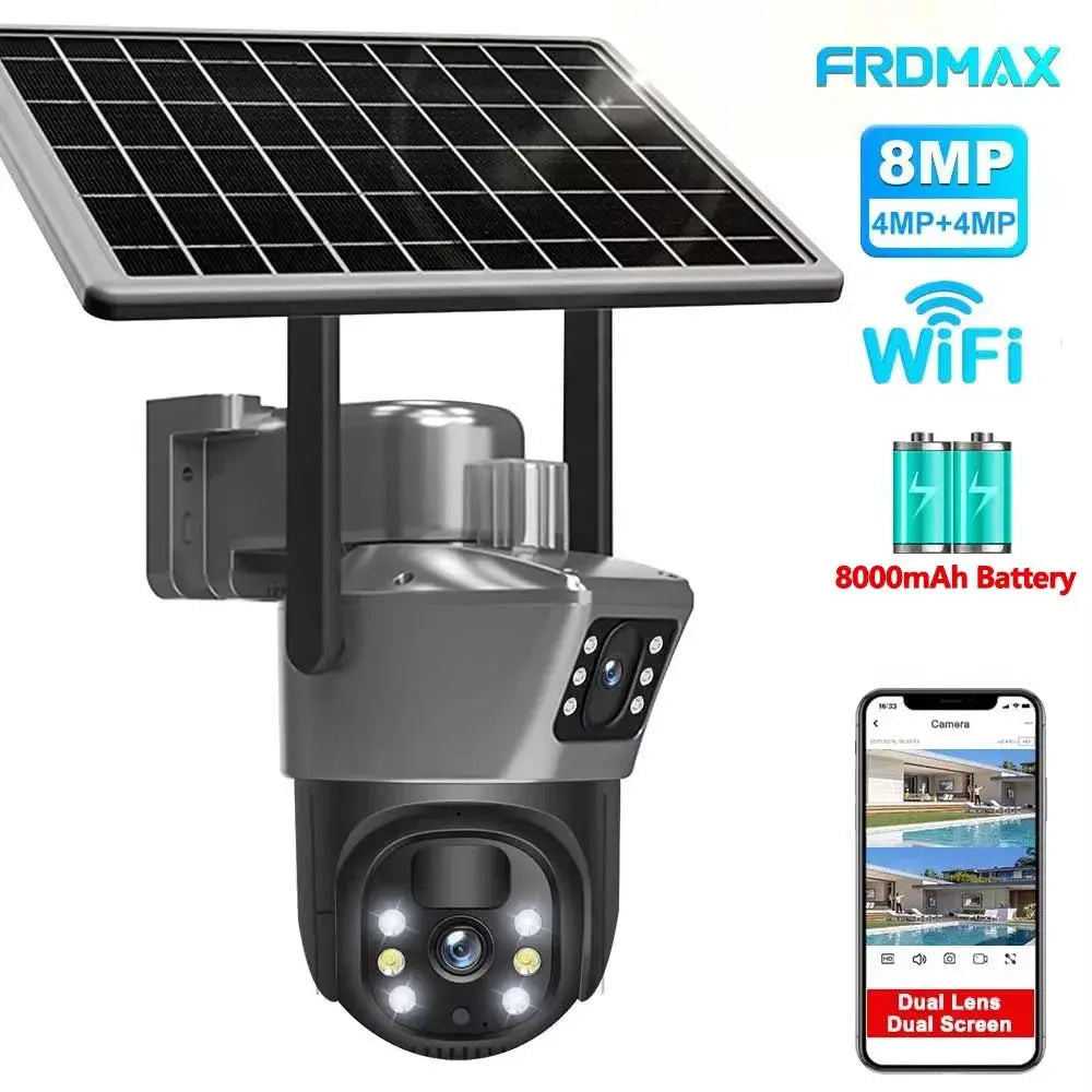 Outdoor solar CCTV camera with solar panel, FRDMAX, 8MP/4K, 8000mAh battery