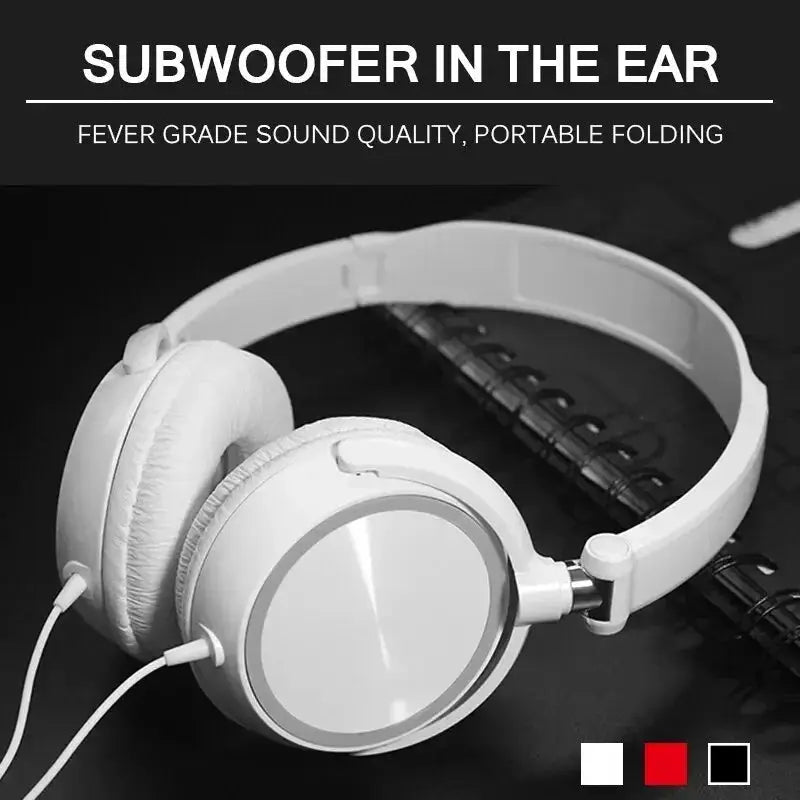 Simples Market wired headphones with 3.5mm jack, white foldable design and built-in microphone