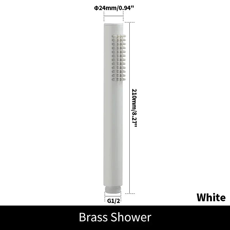 White handheld shower head with G1/2 connection, 210mm long