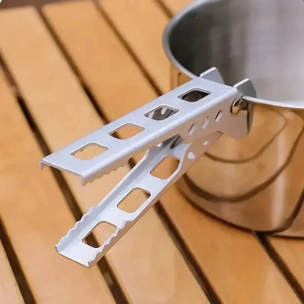 Pot handle clip by Simples Market; aluminum camping anti-hot grip for pots and pans, portable.