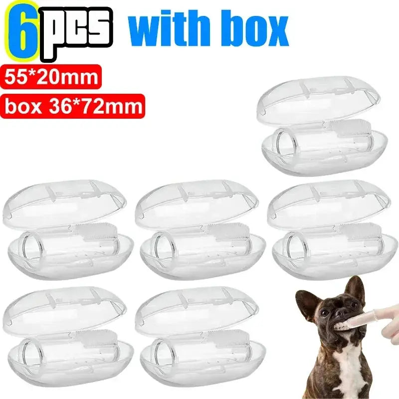 Soft Silicone Finger Cuff Pet Toothbrush for Dogs and Cats Gentle Teeth Cleaning for Bad Breath and Tartar Control