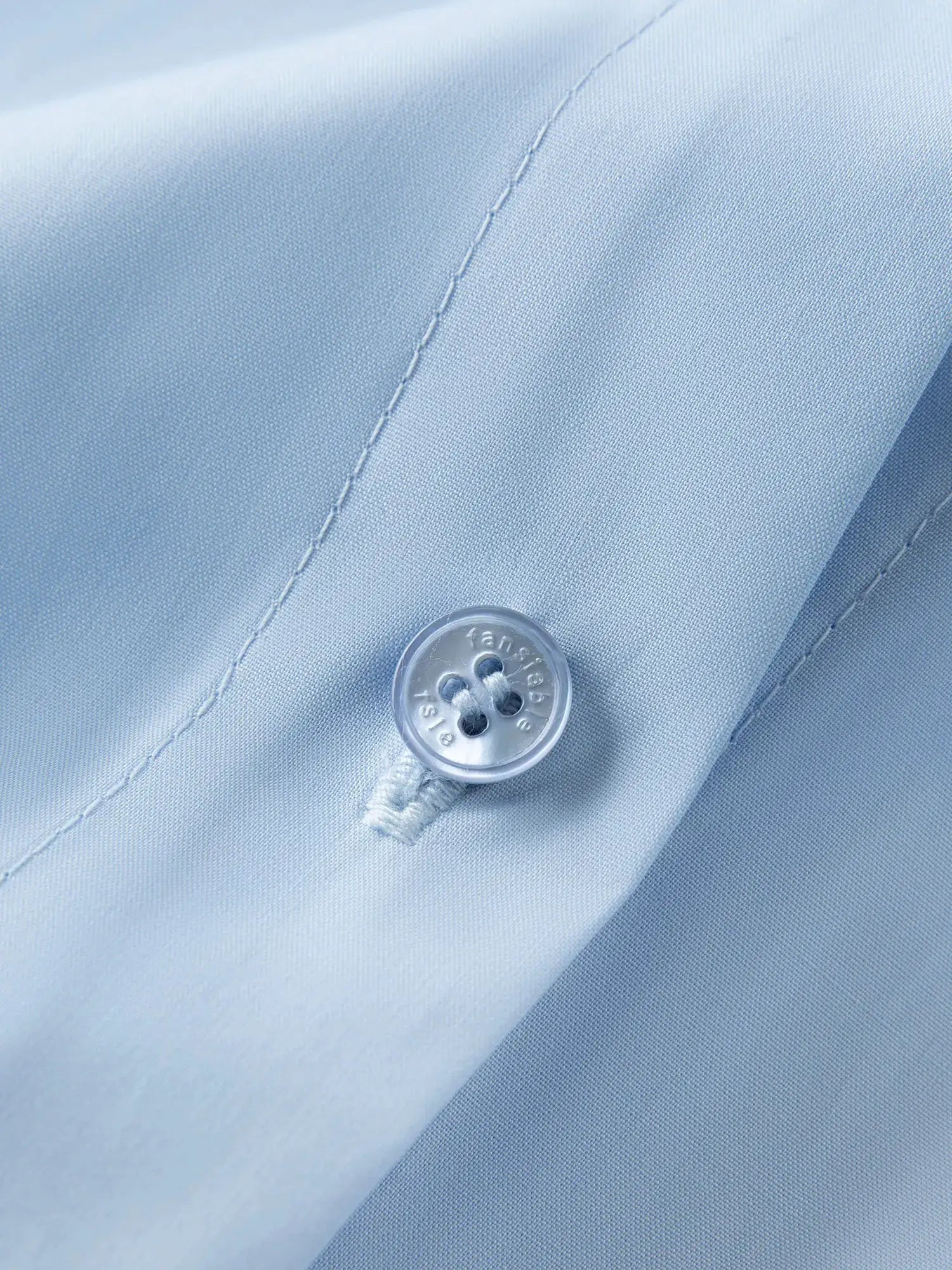 FSLE Premium Series women's light blue cotton shirt close-up showing button detail