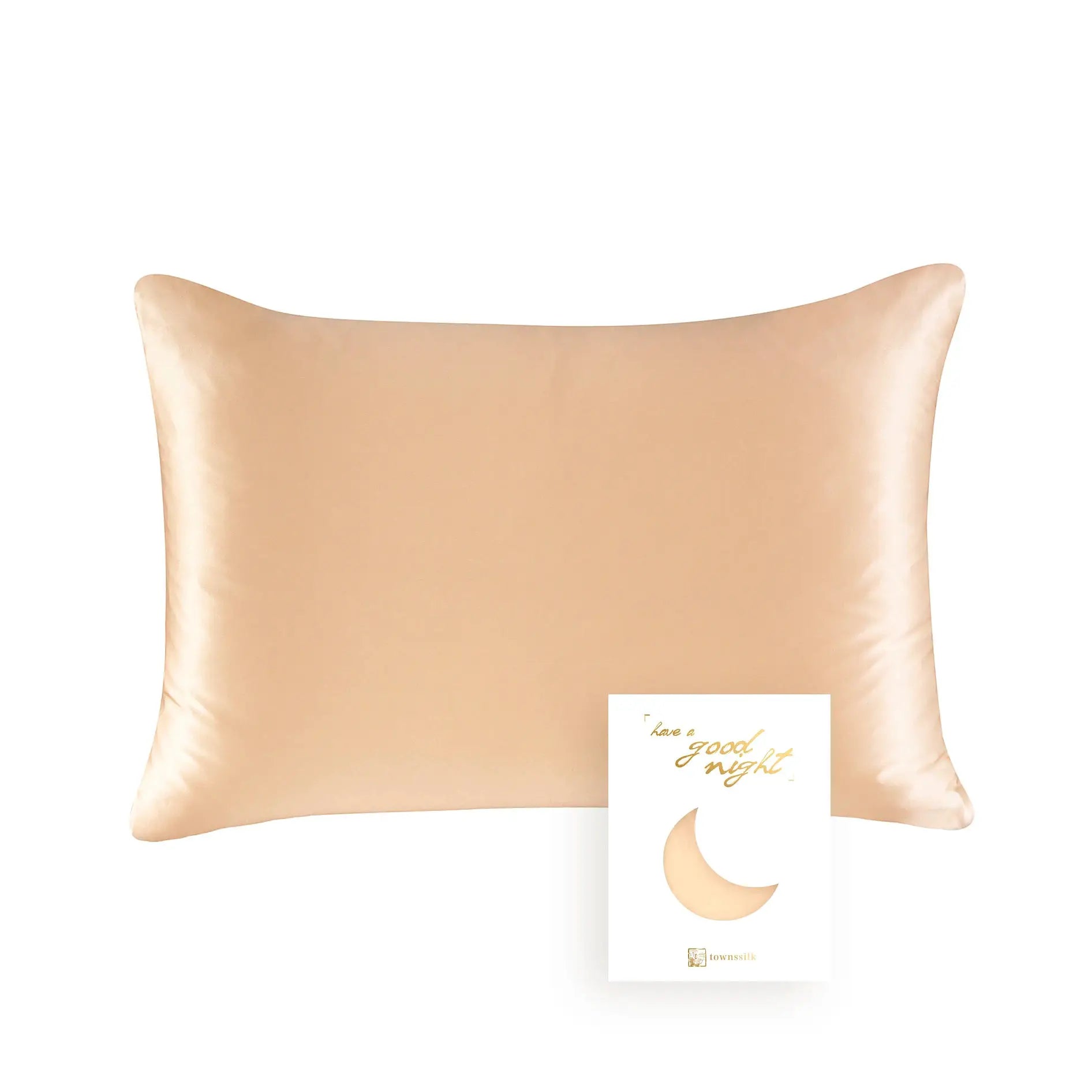Simples Market silk pillowcase; 100% mulberry silk, 19 momme, peach beige.