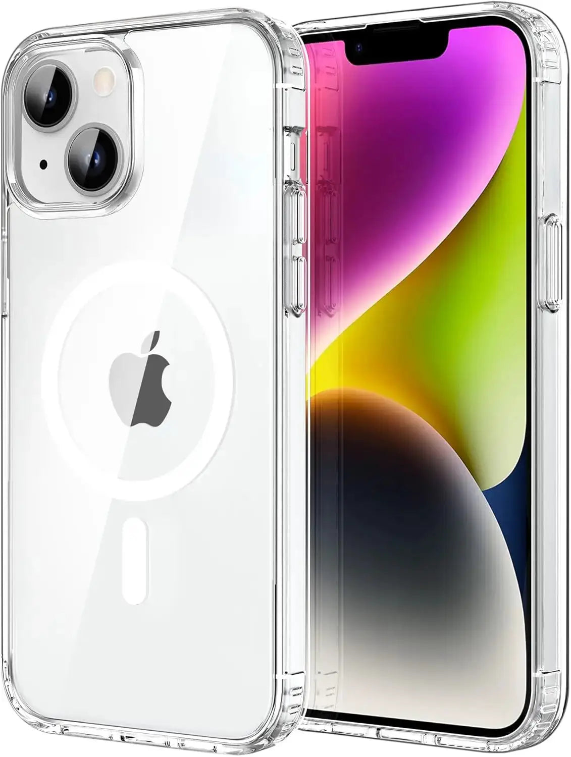Clear MagSafe iPhone case for 17/16 Pro Max, 15/14 Plus, 13/12 Mini, 17 Air; wireless charging compatible