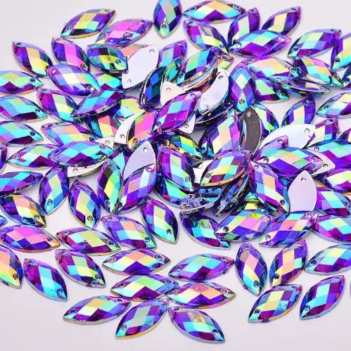50 Horse Eye Hand Sewn Diamonds AB Series 6x12mm Double Hole Acrylic Water Diamonds For DIY Wedding Shoes