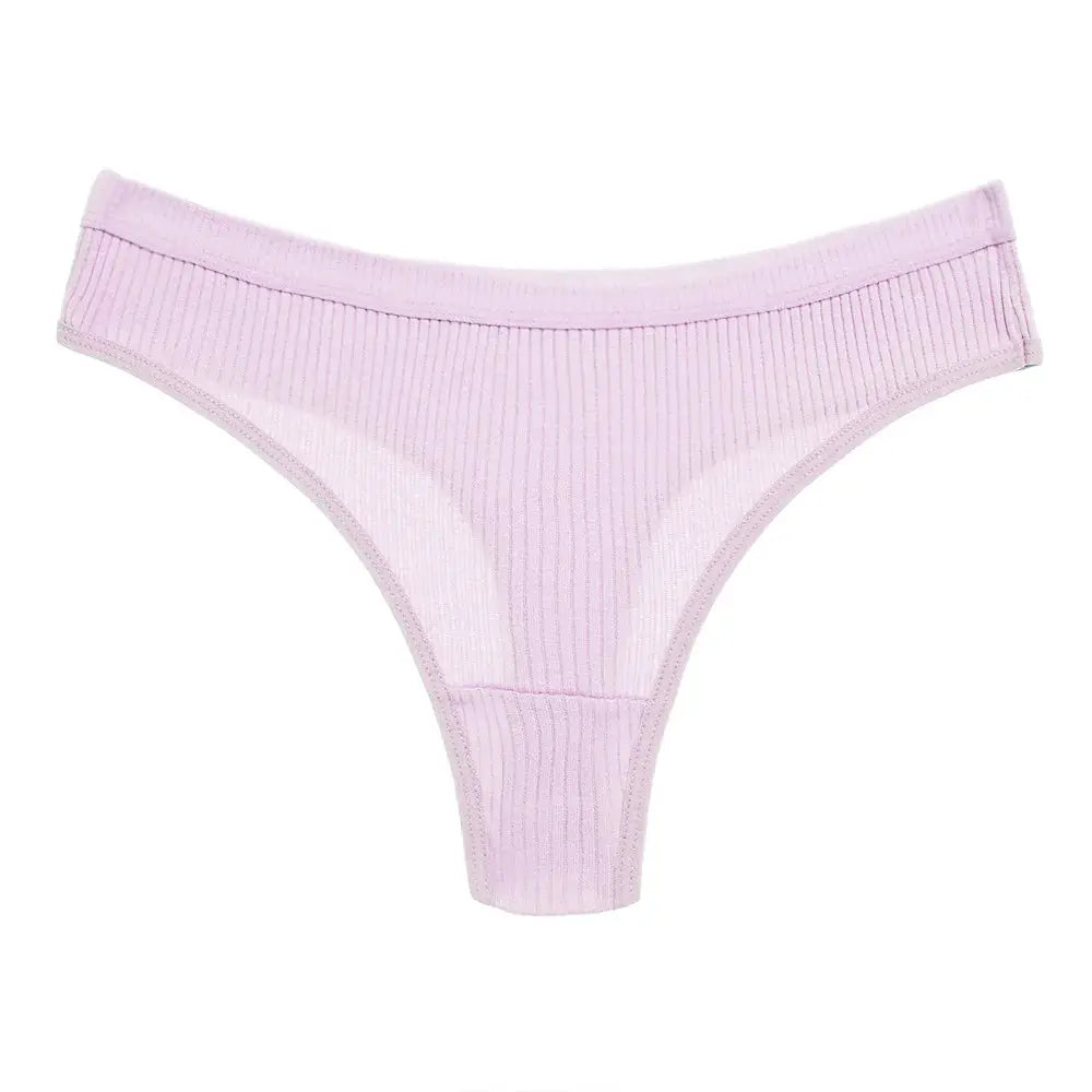 4-pack lavender striped cotton G-string panties set