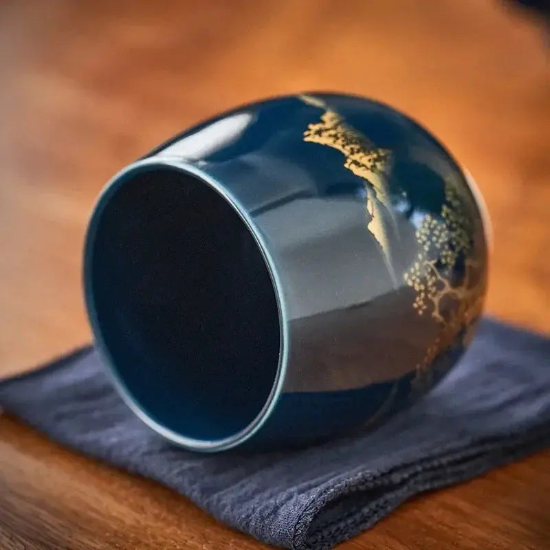 Jilan Simple Ceramic Teacup Japanese Style 180ml Black Glazed Minimalist Tea Bowl For Everyday Tea