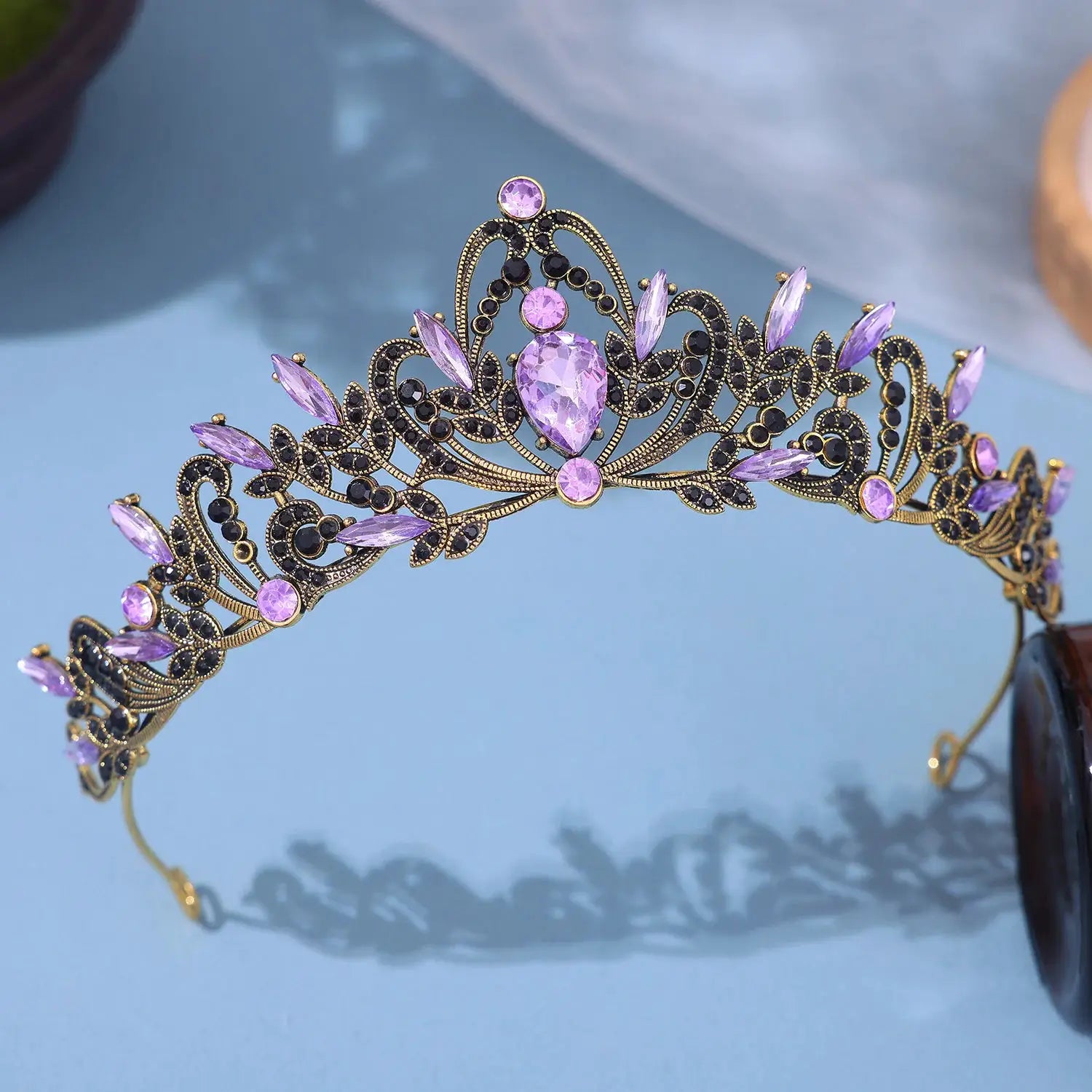 Purple Bridal Headwear Crystal Crown For Women Grand Party Tiara Wedding And Birthday Accessory