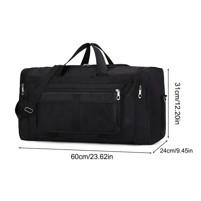 Oxford dry-wet separation gym bag, large black waterproof Simples Market travel bag with multiple pockets.