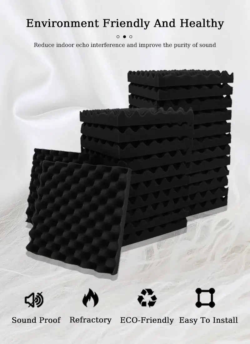 TOUO egg-trough wall acoustic foam panels, high-density black soundproofing by Simples Market