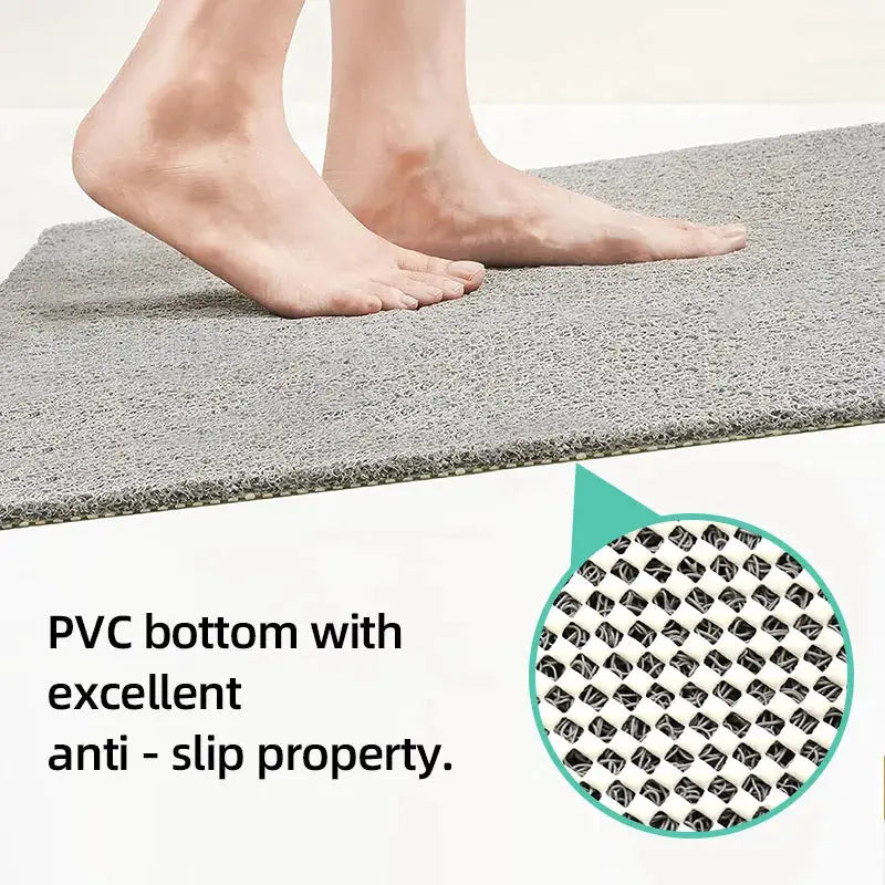 Non-slip hollow bath mat grey with PVC bottom for anti-slip