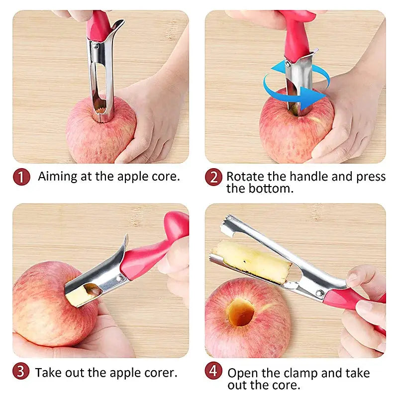 Premium Apple Corer Stainless Steel Core Remover Tool For Apples And Pears Fruit Cutter Slicer Kitchen