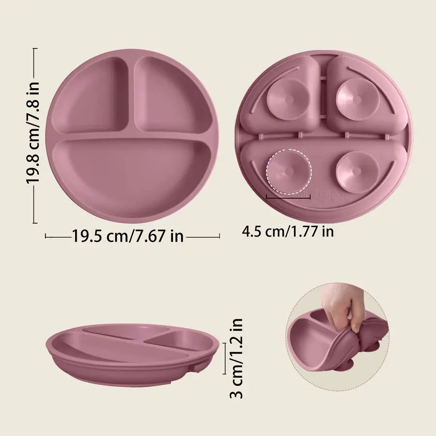 Silicone Suction Plate For Babies BPA Free Toddler Dining Dish With Suction Base Non Slip Tableware Kids Feeding Bowl