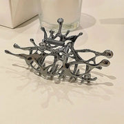 Large Geometric Claw Clips for Women Silver Metal Shark Hair Clips Korean Fashion Grab Clamps Hair Accessories