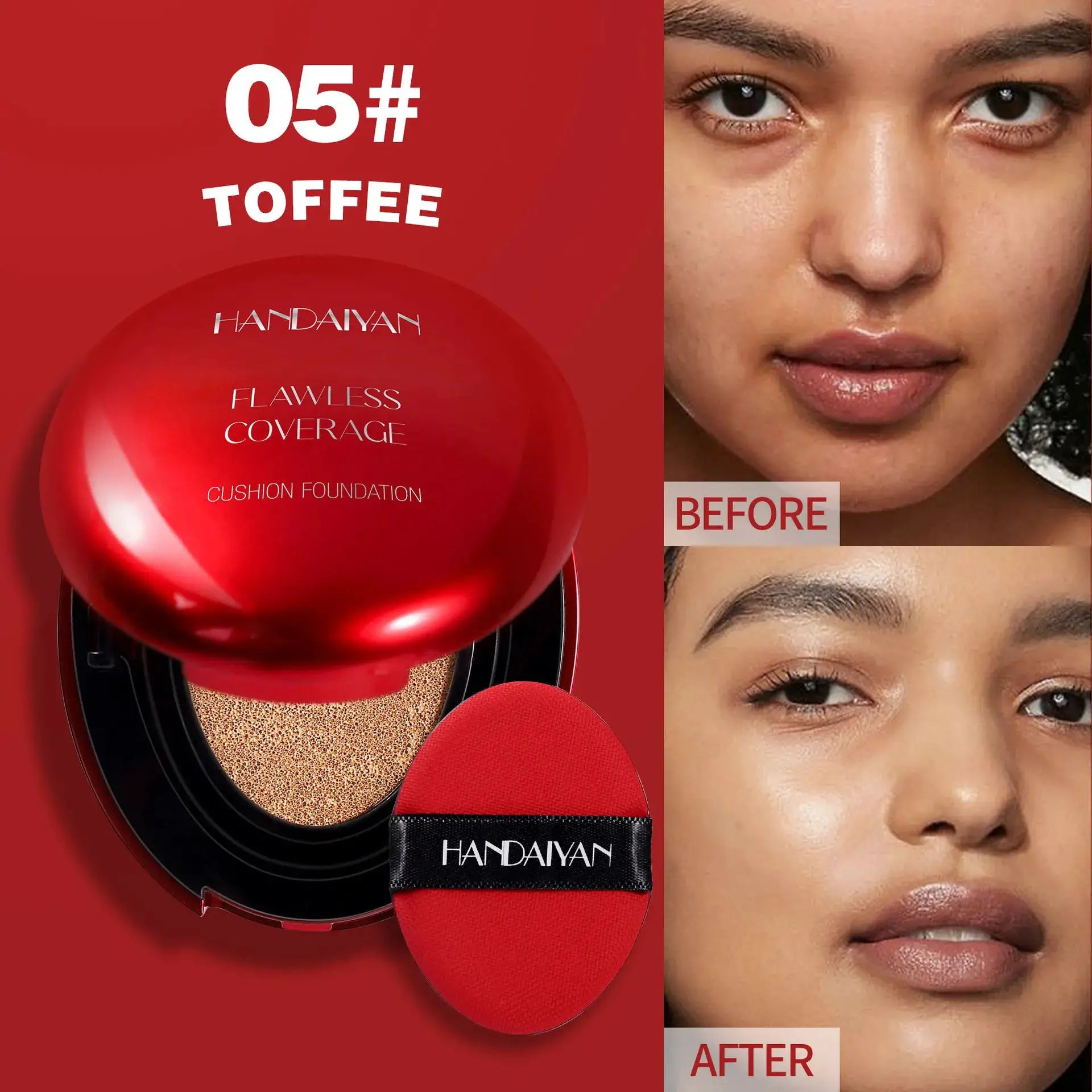 Korean Air Cushion Foundation Oil Control For Long Lasting Natural Finish Moisturizing Brightening Radiant Complexion