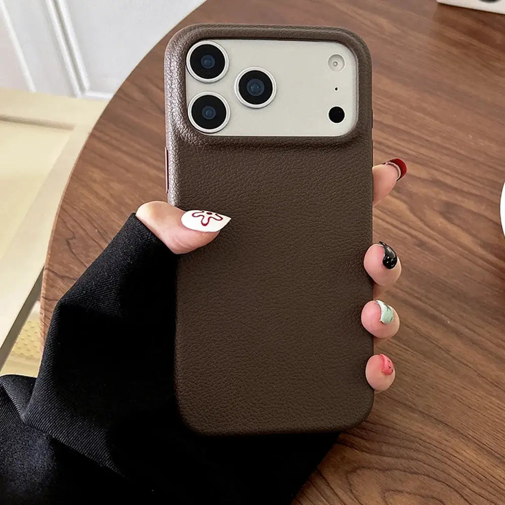 PrestigeCase Luxury Leather Texture Phone Case for iPhone 17 Pro Max and Other Models Soft TPU Shockproof Cover