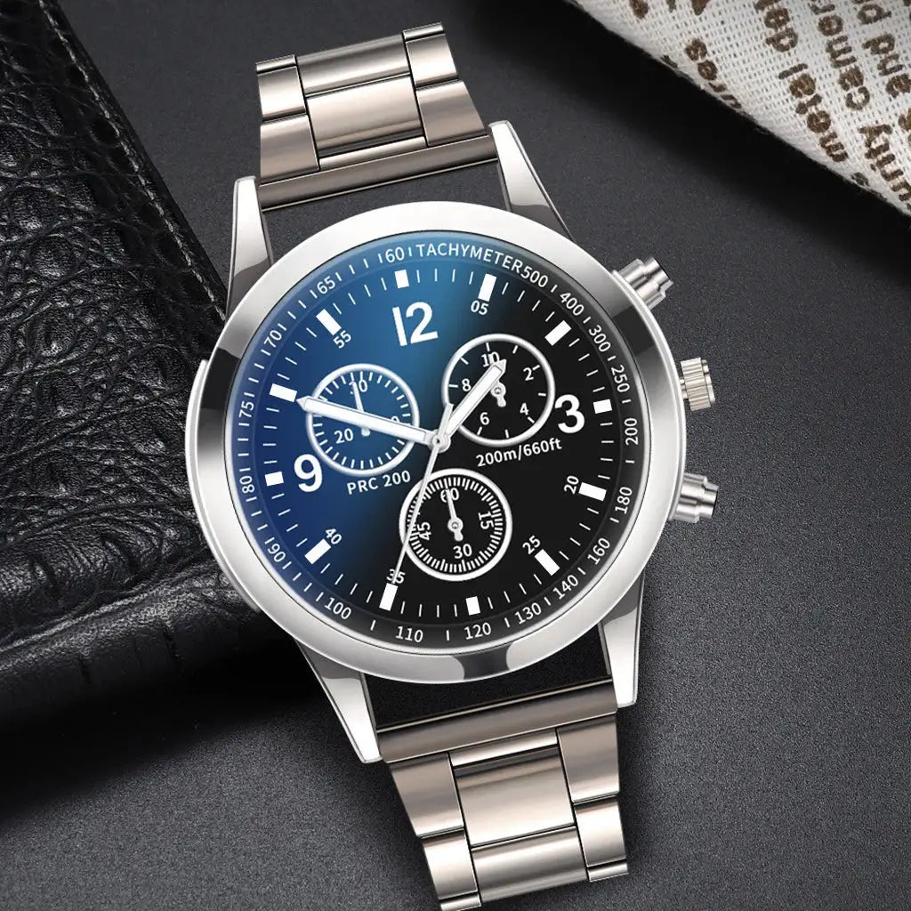 NovaTime Men Business Watch Stainless Steel Band Quartz Timepiece With Matching Bracelet