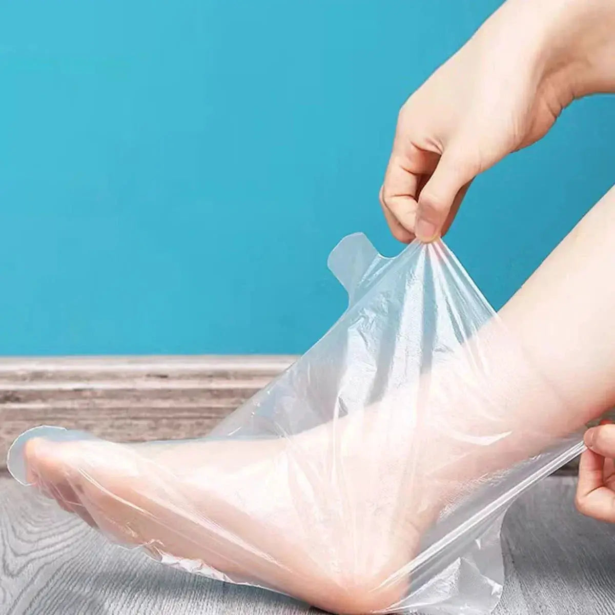 100 Pcs Disposable Foot Mask Covers Transparent Waterproof Plastic for Paraffin Treatments and Foot Care