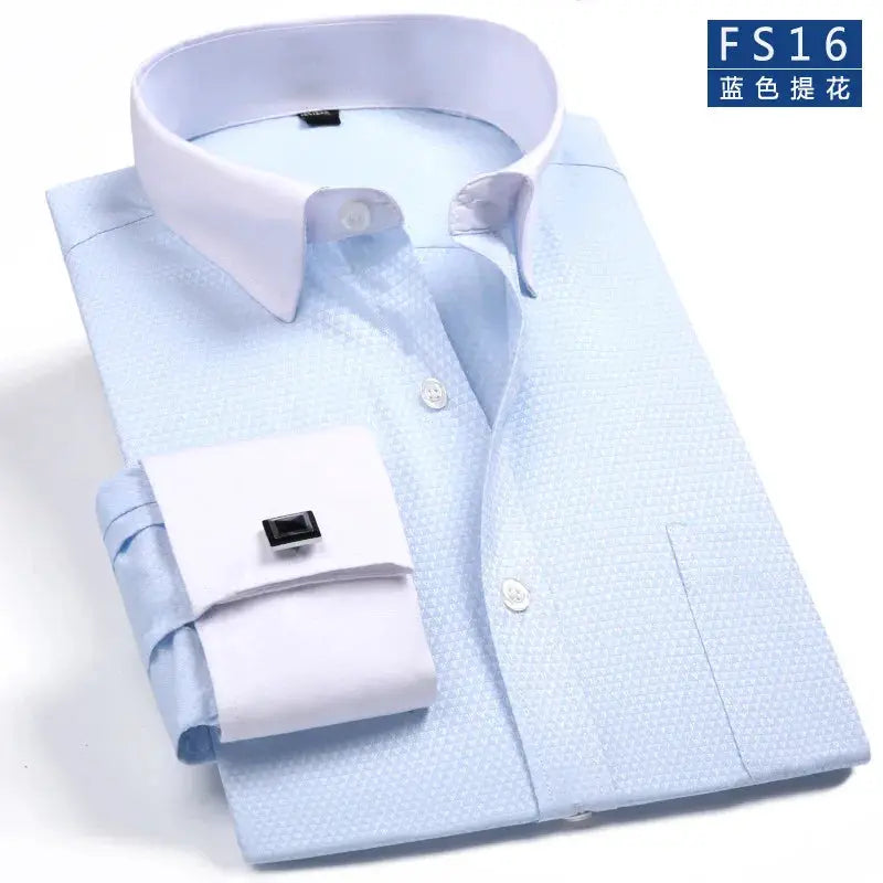 ClassicWear Men's French Cuff Dress Shirt Standard Fit Timeless Formal Style for Office and Weddings