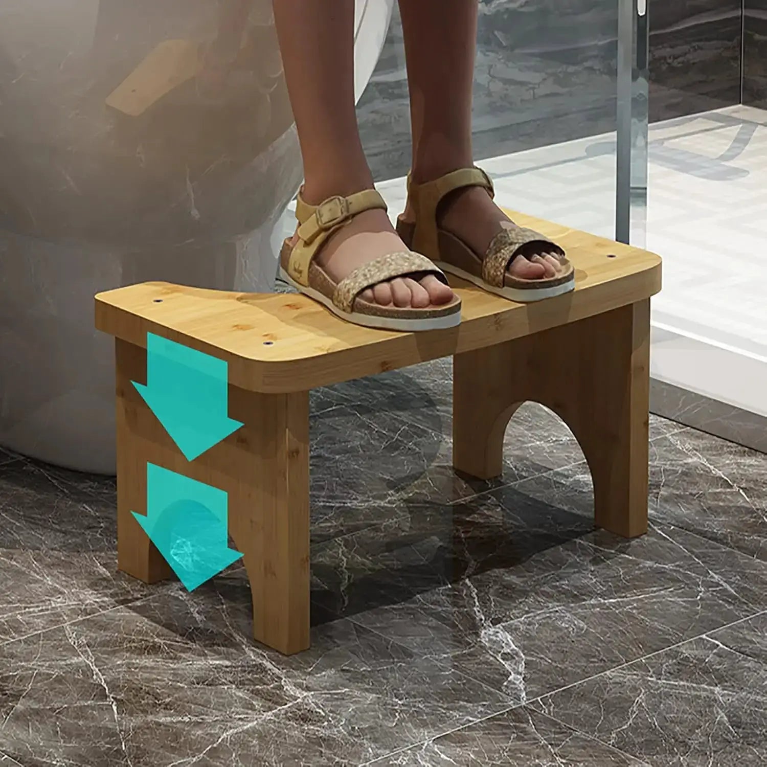 EcoBamboo No Installation Bamboo Squat Toilet Stool Non Slip for Comfort and Posture for Adults and Children