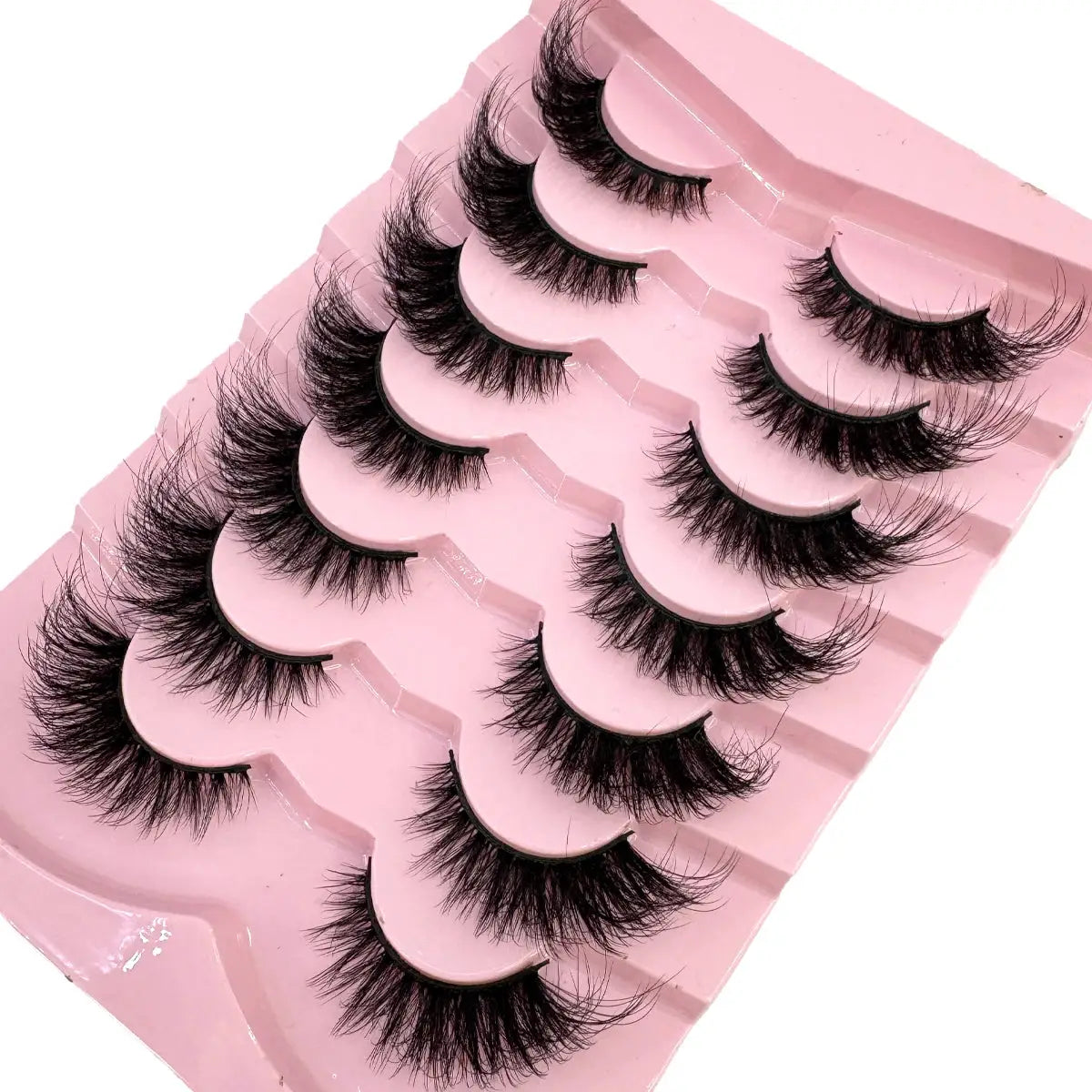 HBZGTLAD 7 Pair Faux Mink Lashes Fluffy Natural Look False Eyelashes Volume Wispy Crossed Thick Fox Eye Cat Eye