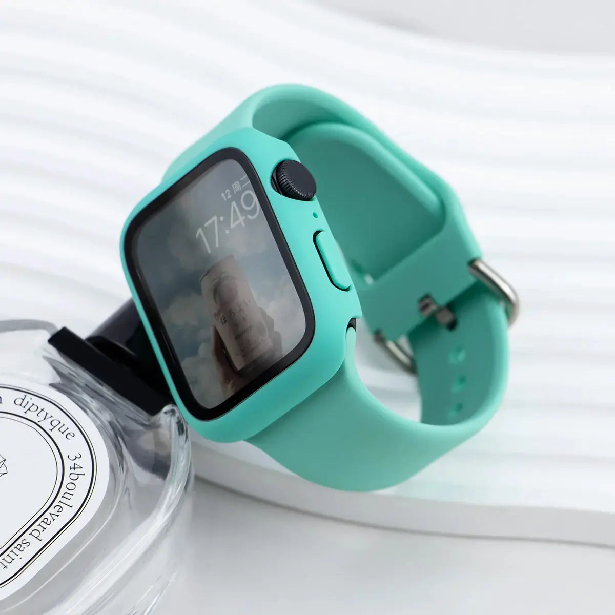 Glass+Case+Strap For Apple Watch band 44mm 40mm 45 41 38 42 46mm Silicone watchbands bracelet iWatch series 11 10 9 7 6 5 4 3 SE