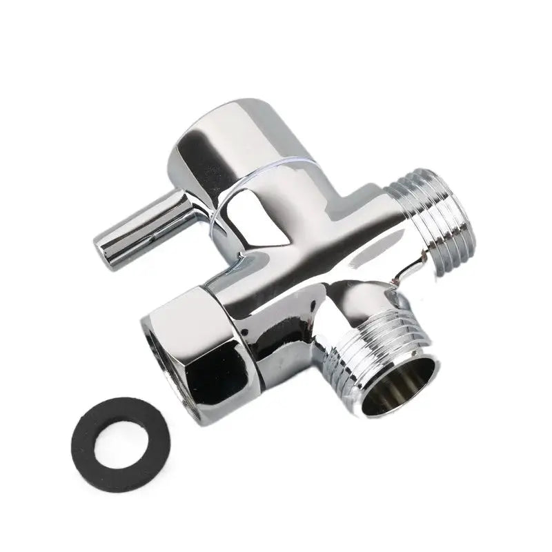 Simples Market 3-Way brass shower diverter valve, chrome finish, G1/2 and G3/4 threads, includes washer