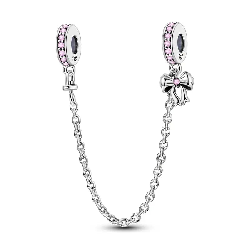 Pink Charms 925 Sterling Silver Heart Bow Perfume Bottle Charms Beads Pendants Fit Bracelet DIY Jewelry Making Women