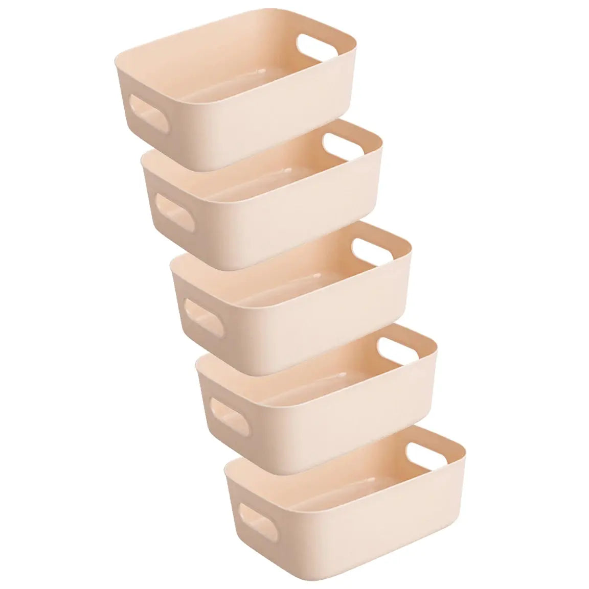 5 Pack Stackable Storage Box Set Plastic Organizer Containers Durable Reusable For Kitchen Bathroom Dorm Essentials