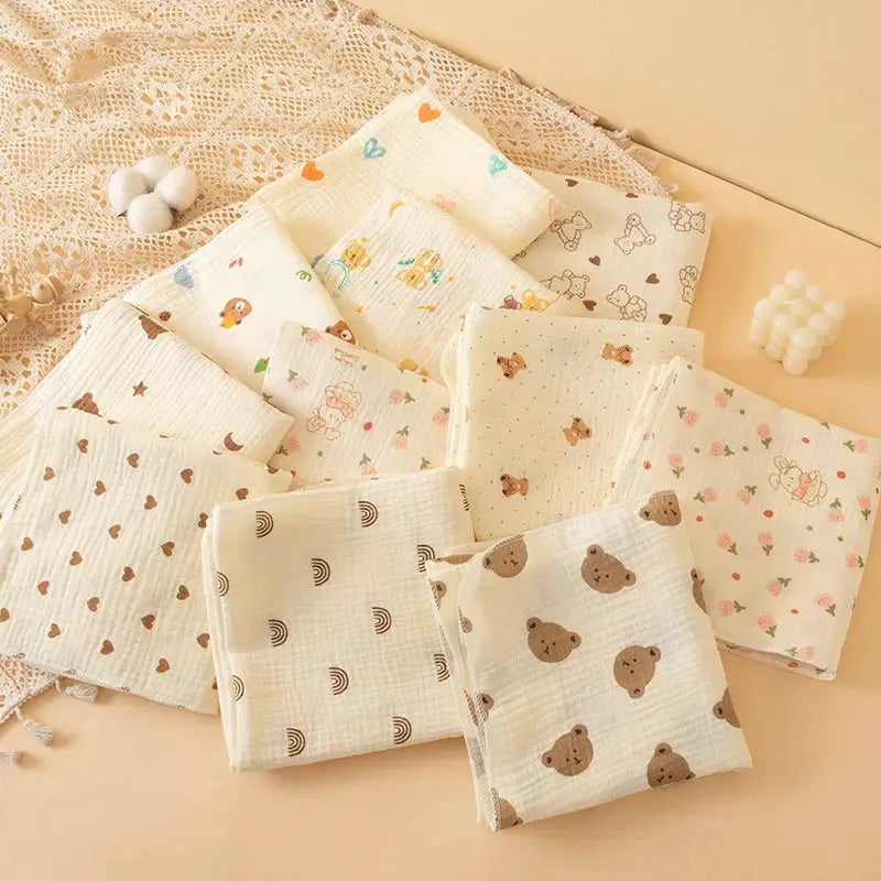 1 Piece Double Layered Baby Swaddle Blanket Soft Breathable With Cute Patterns For All Seasons