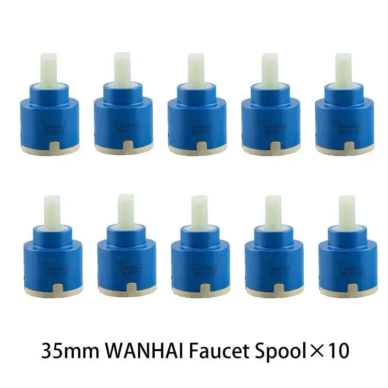 10pcs WANHAI blue faucet valve cores with white stems for 35mm ceramic cartridge mixing in kitchen hot/cold water