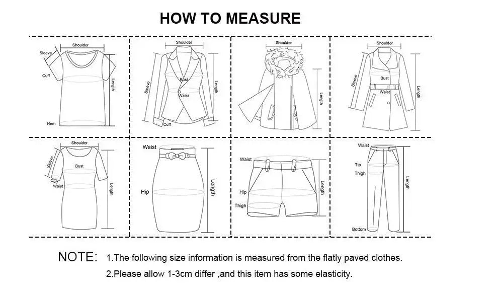 Autumn drawstring zipper sweatpants size chart with eight garment measurement diagrams