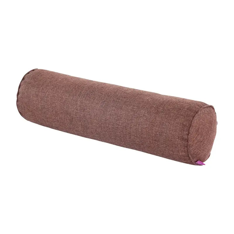 Cotton-linen cylindrical lumbar pillow case in brown for sofa, Simples Market
